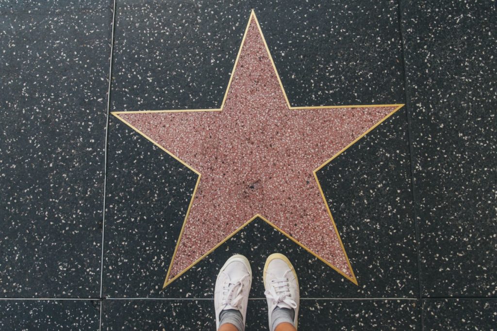 Hollywood Star with person's feet.